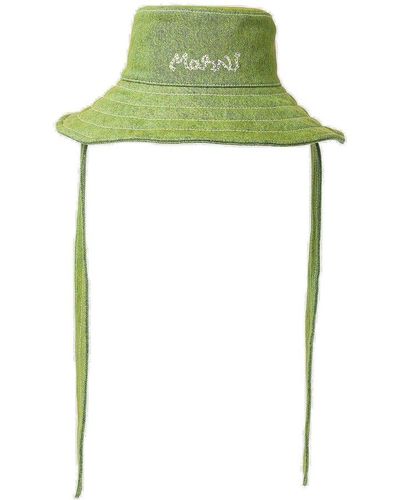 Marni Logo Embroidery Bucket Hat - Green