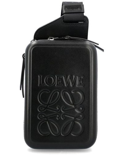 Loewe Molded Logo Embossed Sling Bag - Black