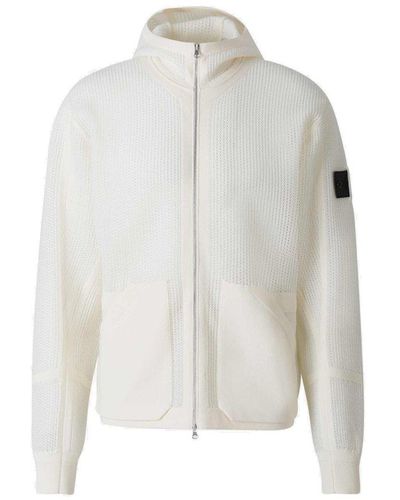 Stone Island Shadow Project Knitted Logo Patch Hoodie - White