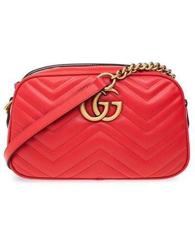 Gucci 'GG Marmont Small' Shoulder Bag - Red