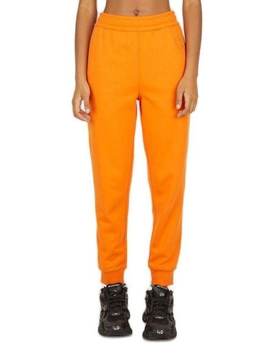 Burberry Logo Embroidered Track Trousers - Orange