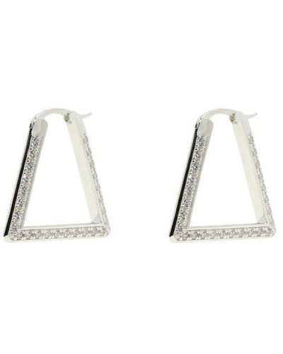 Bottega Veneta Logo Engraved Triangle Earrings - Metallic
