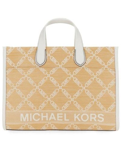 MICHAEL Michael Kors Gigi Large Empire Logo Jacquard Tote Bag - Natural