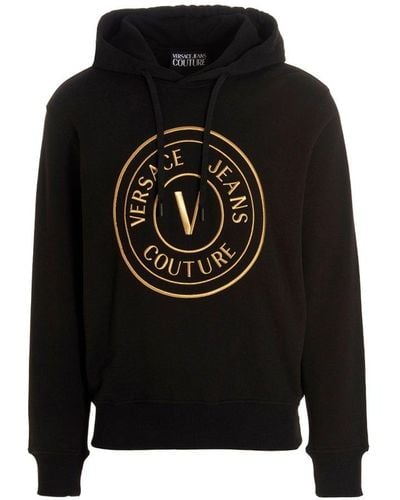 Versace Logo Embroidery Hoodie - Black