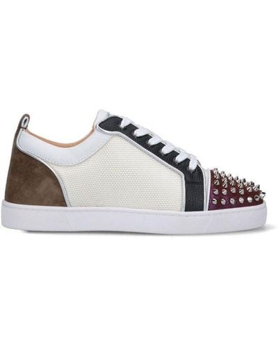 Christian Louboutin Louis Junior Spikes Mixed Media Low-top Sneakers - Multicolor