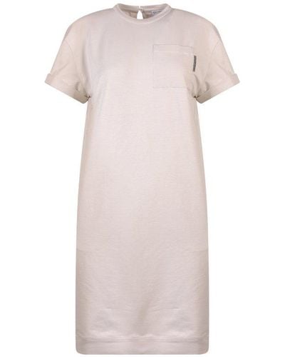 Brunello Cucinelli Crewneck T-shirt Dress - Natural