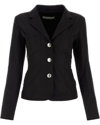 Alessandra Rich Lace-up Detailed Single-breasted Blazer - Black