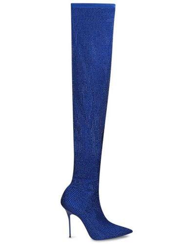 Gedebe Logan Cuissarde Pointed Toe Boots - Blue