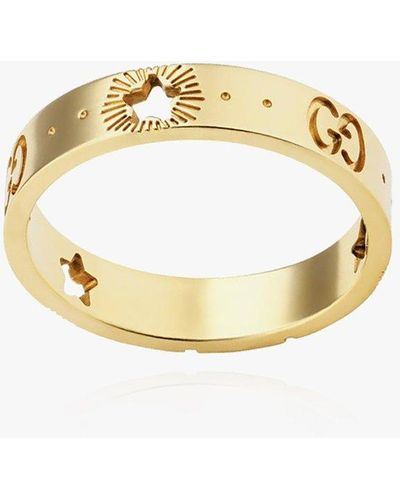 Gucci Icon Yellow Gold Ring With Stars - Metallic
