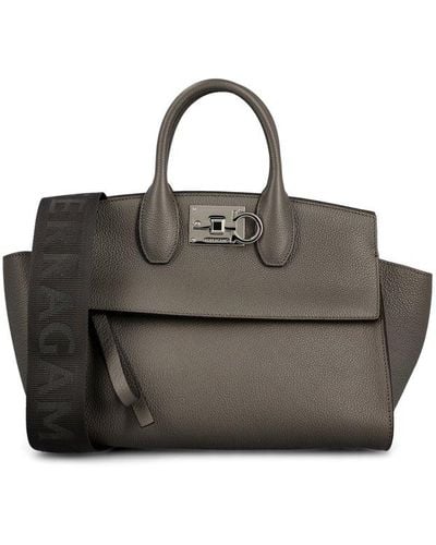 Ferragamo Studio Medium Top Handle Bag - Gray