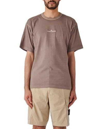 Stone Island Short Sleeved Crewneck T-shirt - Brown