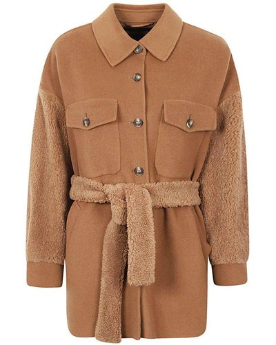 Weekend by Maxmara Belted Button-up Coat - Brown