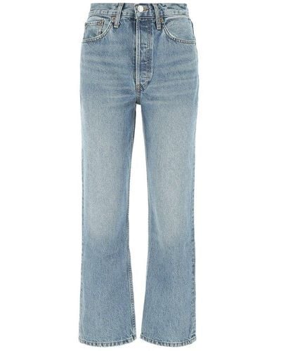 RE/DONE High-waist Straight-leg Logo Patch Jeans - Blue