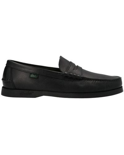 Paraboot Logo Label Round Toe Loafers - Black