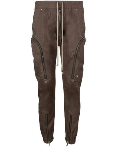 Rick Owens Zip Detailed Drawstring Trousers - Brown