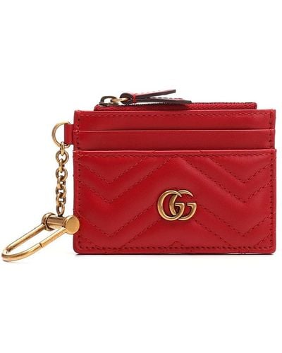 Gucci GG Marmont Key Chain Wallet - Red