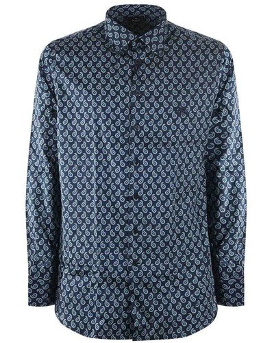 Etro All-over Patterned Long-sleeved Shirt - Blue