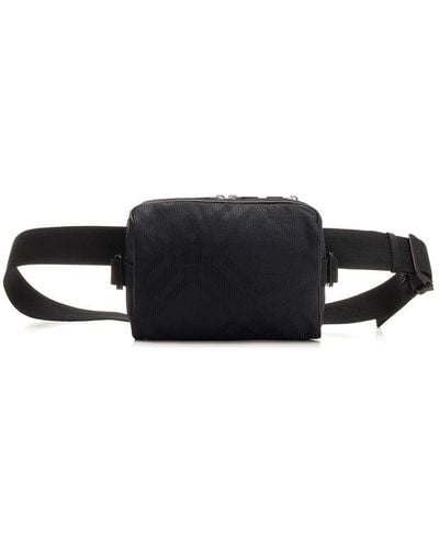 Burberry Check-jacquard Zipped Belt Bag - Black