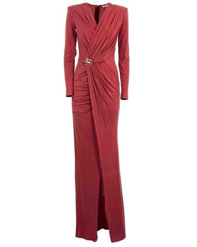 Elisabetta Franchi V-neck Embellished Dress - Red