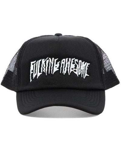 Fucking Awesome Stretched Stamp Mesh Snapback Cap - Black