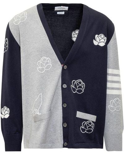 Thom Browne Panelled Button-up Cardigan - Blue