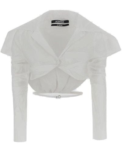 Jacquemus Strapped Waist Crop Top - White