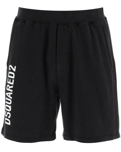 DSquared² Jersey Bermuda Shorts With Logo - Black