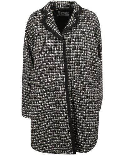 Herno Tweed Buttoned Coat - Grey
