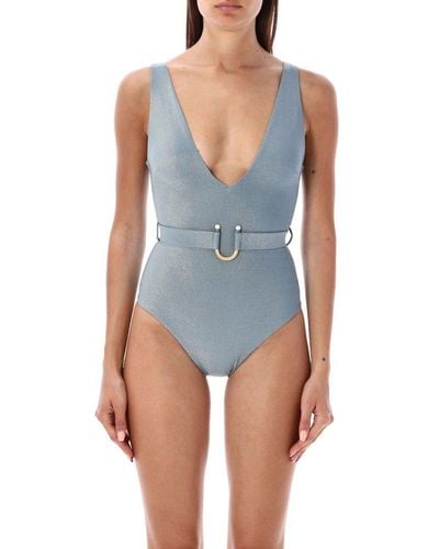 Zimmermann V-neck Belted Swimsuit - Blue