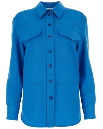 Alexander McQueen Pocket Detailed Long Sleeved Shirt - Blue