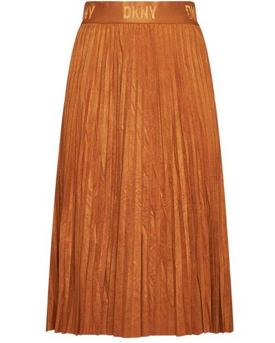 DKNY Midi Pleated Skirt - Orange