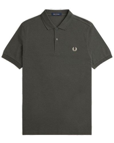 Fred Perry Laurel Wreath-embroidered Short-sleeved Polo Shirt - Black