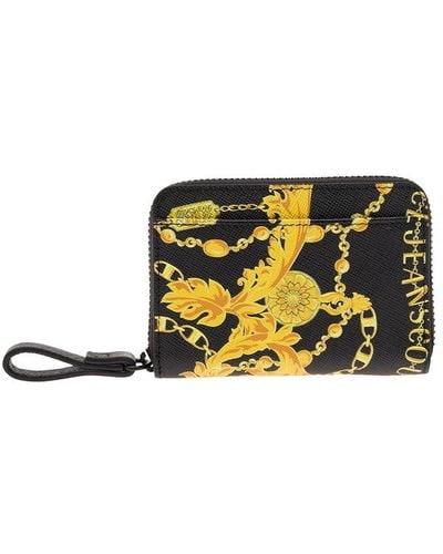 Versace Jeans Couture Zip-Around Wallet With Barocco Print - Black