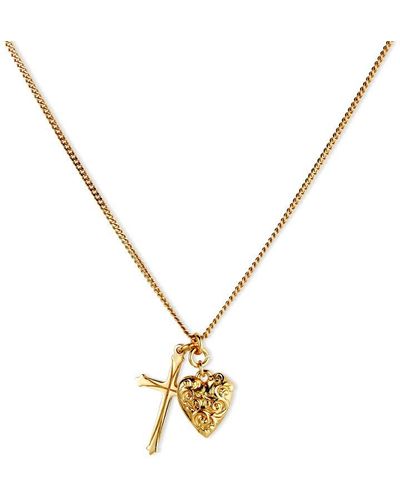 Emanuele Bicocchi Cross And Heart Pendant Necklace - Metallic