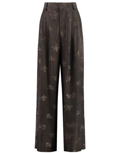 Uma Wang Floral Print Wide-leg Trousers - Grey