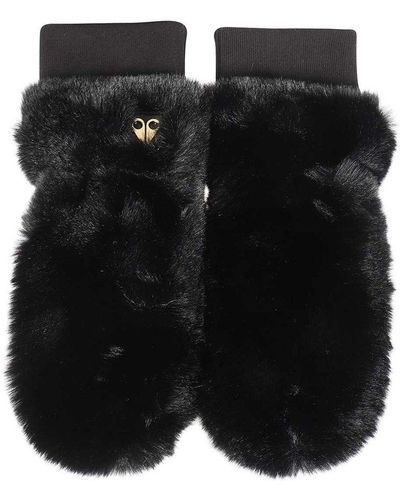 Moose Knuckles Gloves With Faux Fur Detail - Black