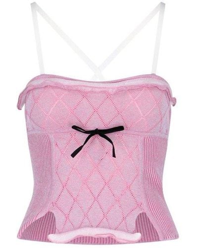 Cormio Heidi Bow Detailed Knitted Sleeveless Top - Pink