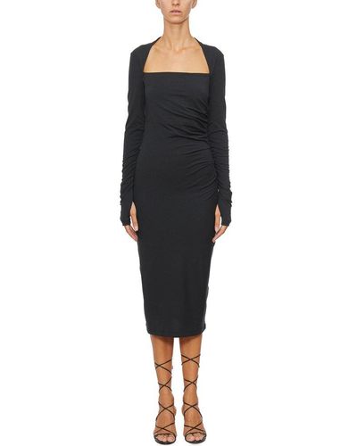 Helmut Lang Long-sleeved Midi Dress - Black