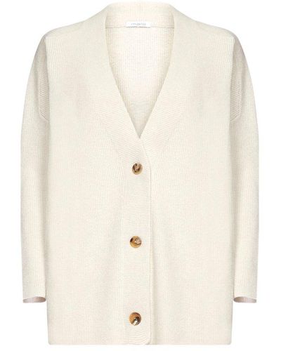 Malo V-neck Buttoned Long Sleeved Cardigan - White