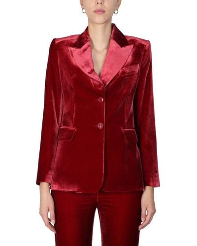Boutique Moschino Single-breasted Velvet Blazer - Red