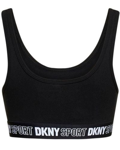 New DKNY Sport Womens Black Shadow-Striped Sports Bra, Blue, Large
