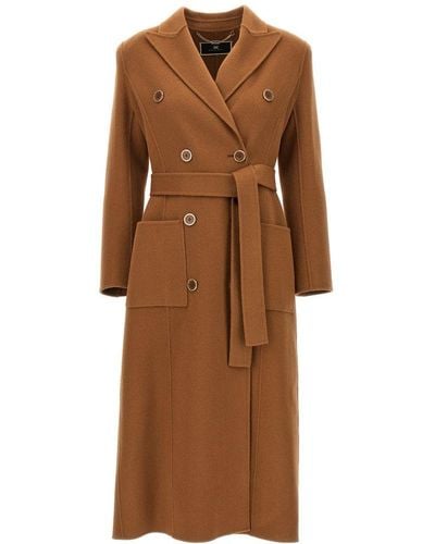 Elisabetta Franchi Double-breasted Coat Coats, Trench Coats - Brown
