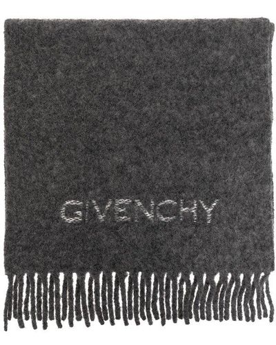 Givenchy Scarf With Logo, - Gray