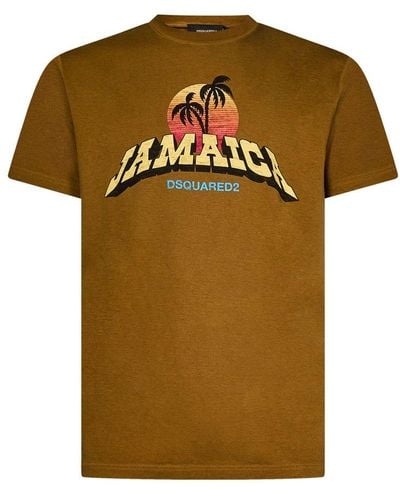 DSquared² Graphic Printed Crewneck T-shirt - Brown