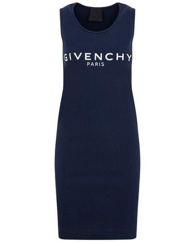 Givenchy Ribbed-knit Sleeveless Dress - Blue