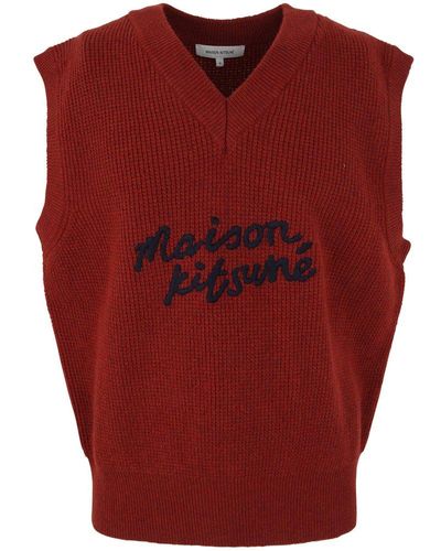 Maison Kitsuné Handwriting Oversize Vest - Red