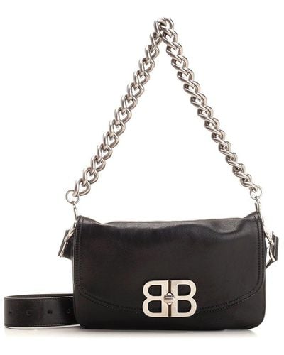 Balenciaga Flap Bb Soft Leather Crossbody Bag - Black
