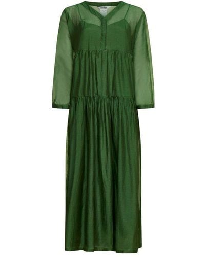 Max Mara Sesamo Cotton And Silk Dress - Green