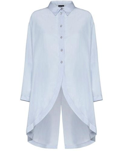 Giorgio Armani High-low Button-fastened Draped Shirt - Blue