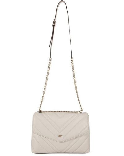 DKNY Logo Lettering Quilted Crossbody Bag - White